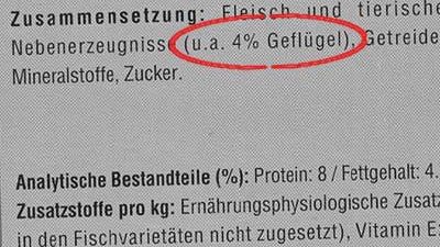 Katzenfutterdeklaration mit 4%-Angabe Katzenfutterdeklaration mit 4%-Angabe