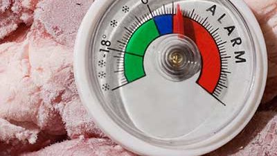 Fleisch sollte möglichst kalt verarbeitet werden Gefrorenes Fleisch mit Thermometer