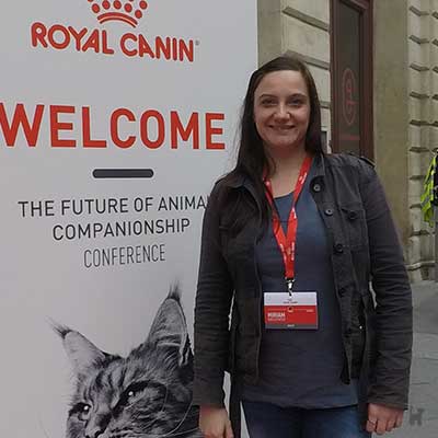 Miriam 2018 auf der Royal Canin-Konferenz in Paris